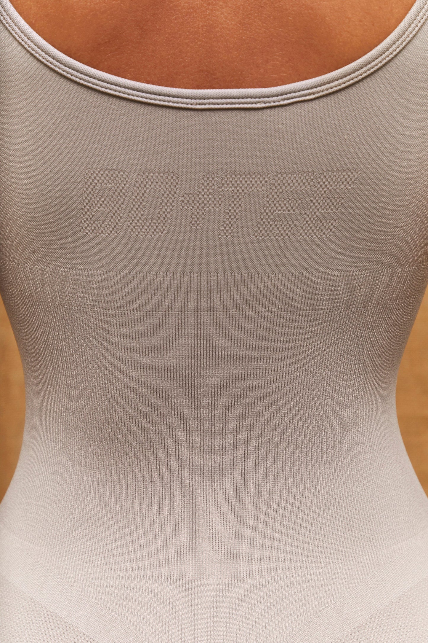 Zip Front Contour Unitard in Stone