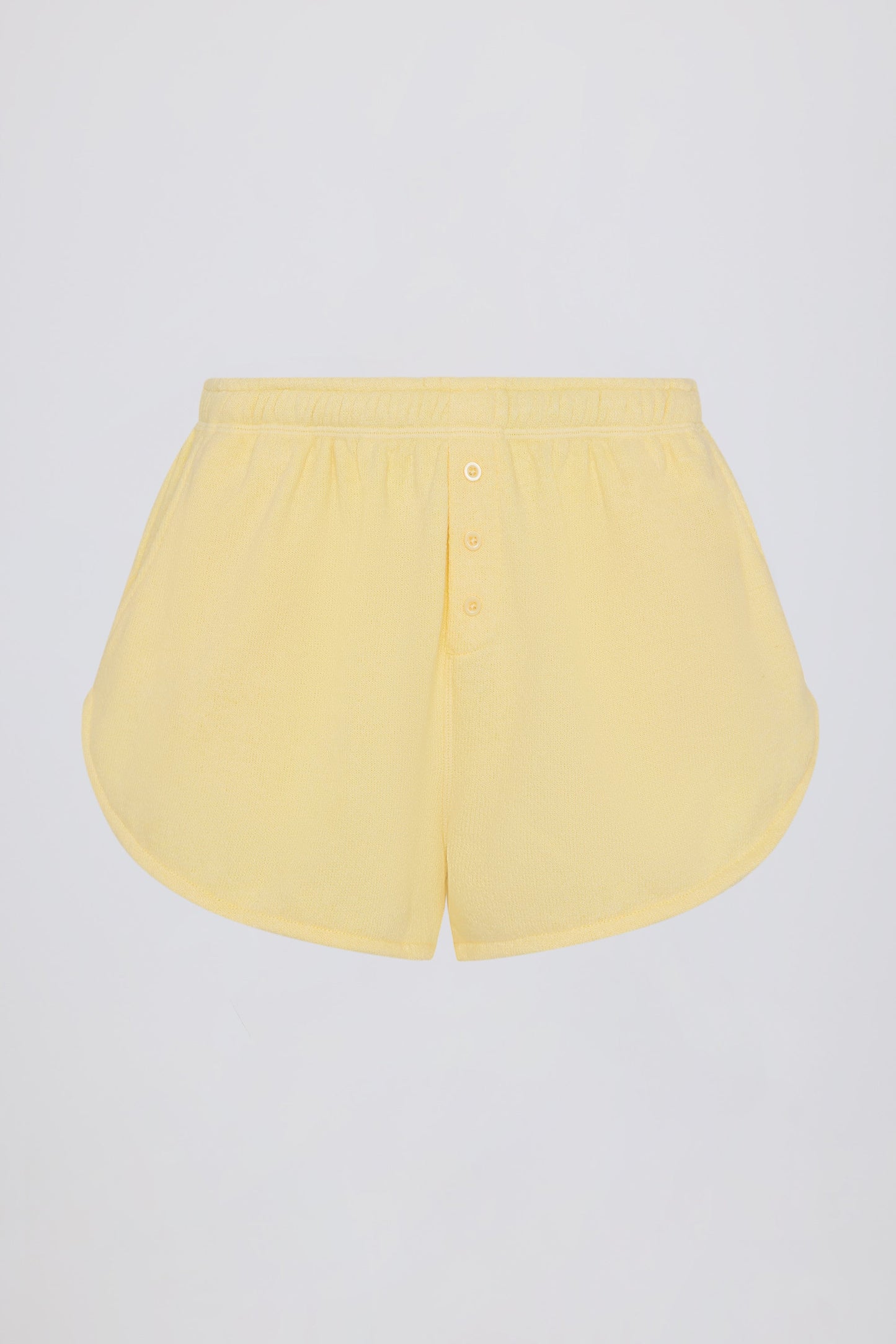Button-Detail Mid-Rise Shorts in Lemon