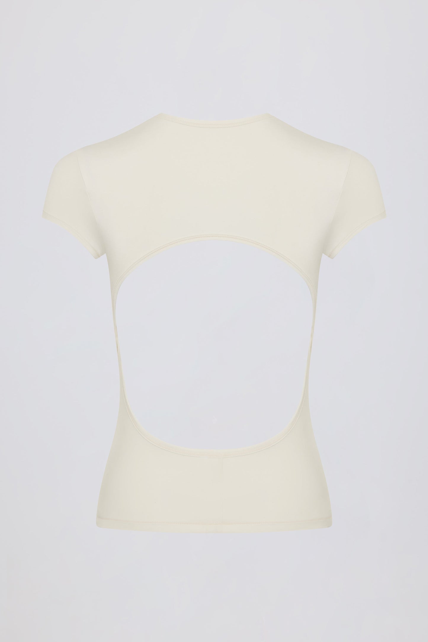 Cut-Out Longline T-Shirt in Cream