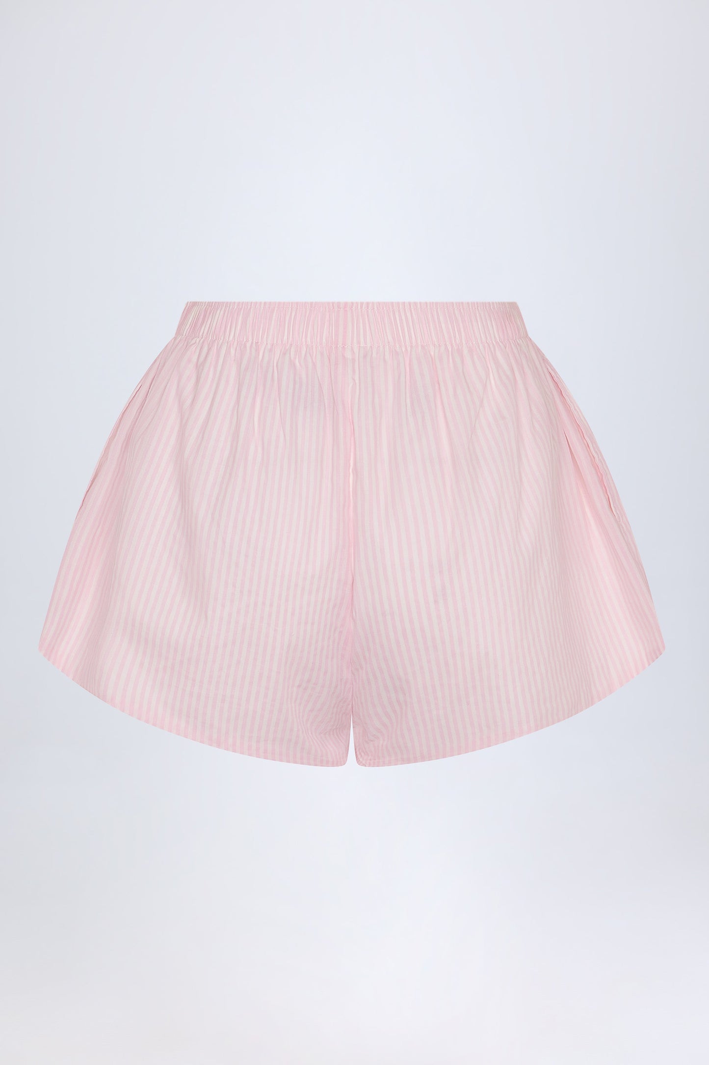 Tie-Front Cotton-Poplin Shorts in Pink & White Stripe