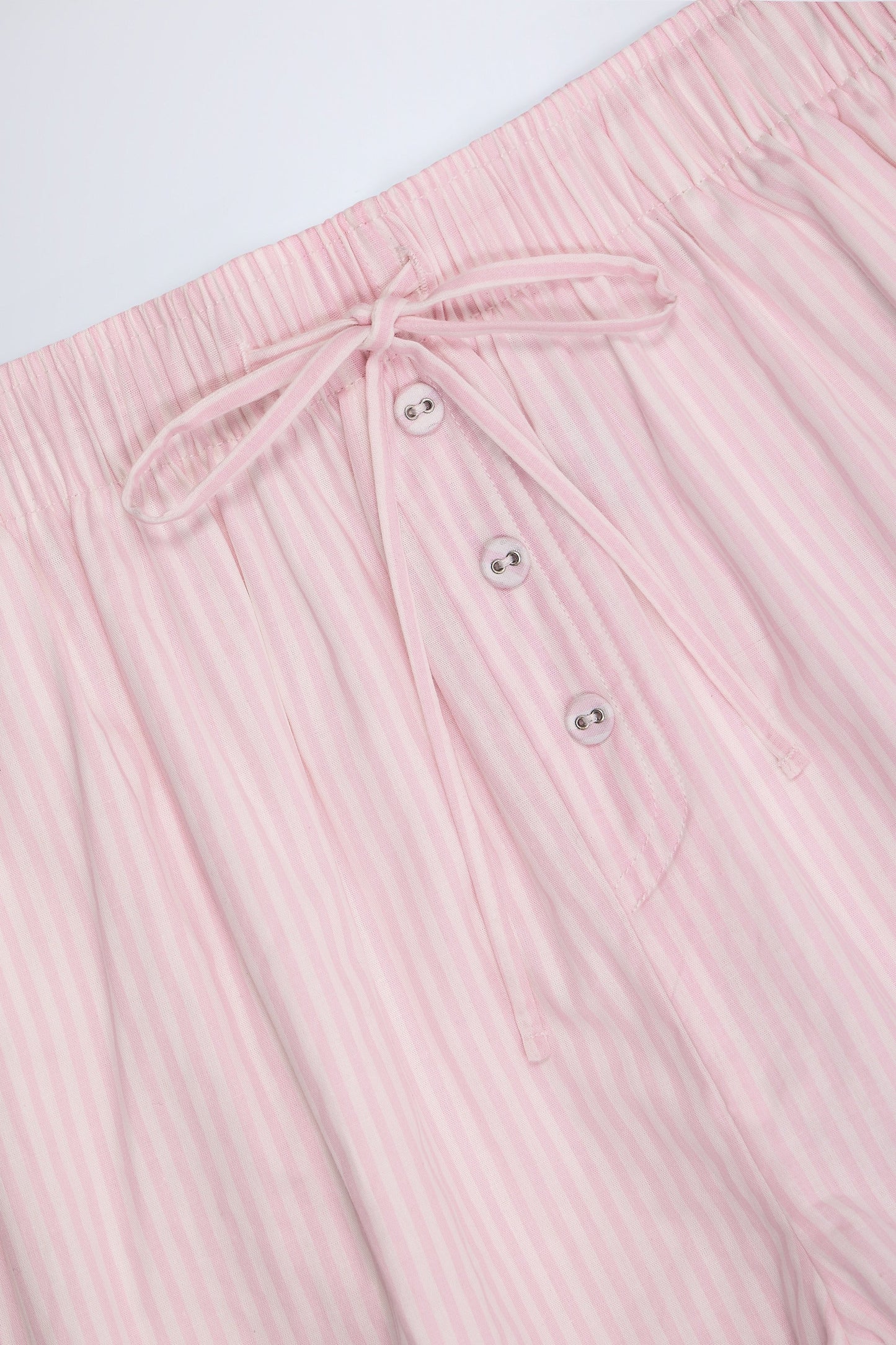 Tie-Front Cotton-Poplin Shorts in Pink & White Stripe