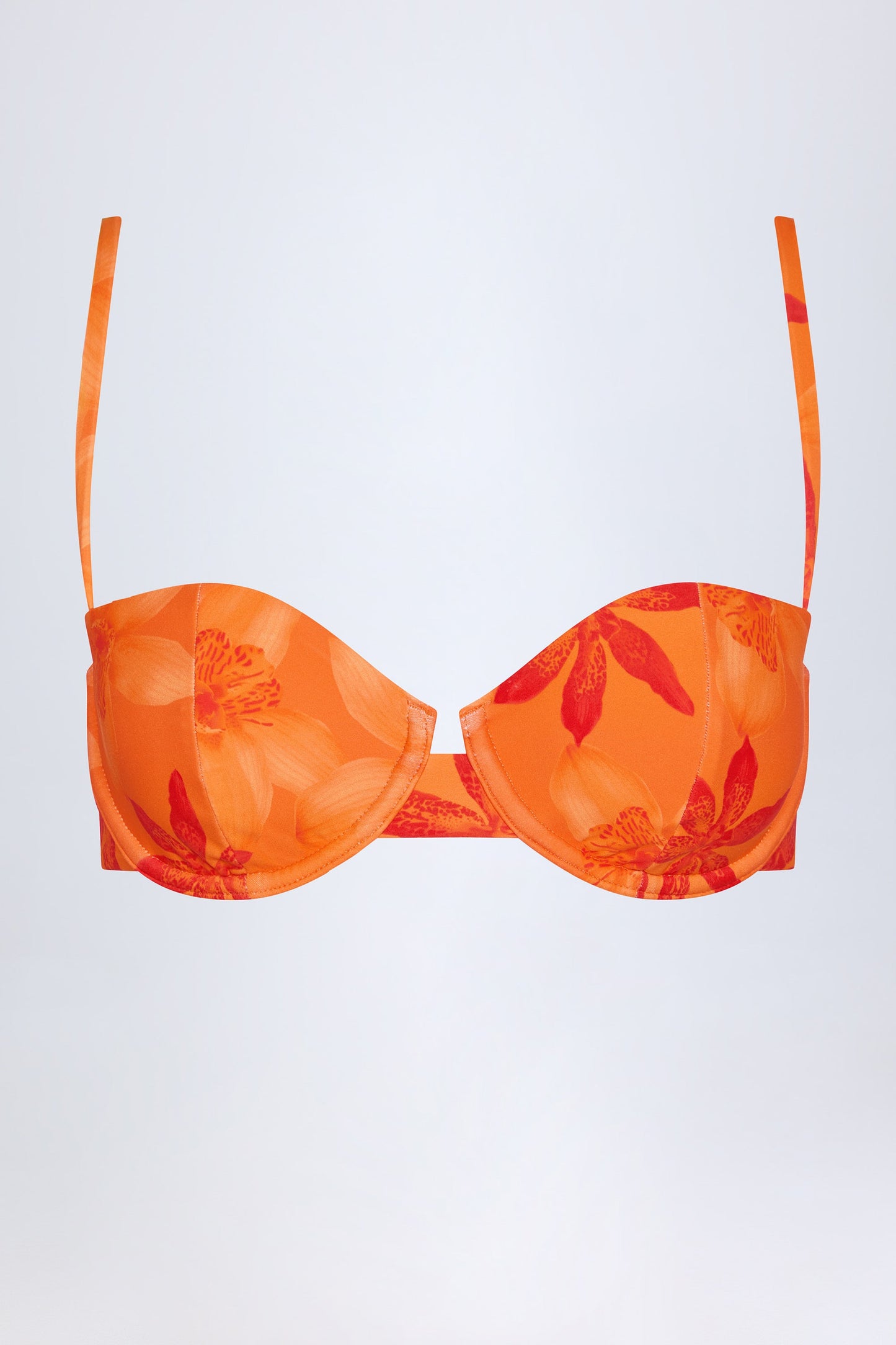 Underwired Balconette Bikini Top in Orange Orchid Print