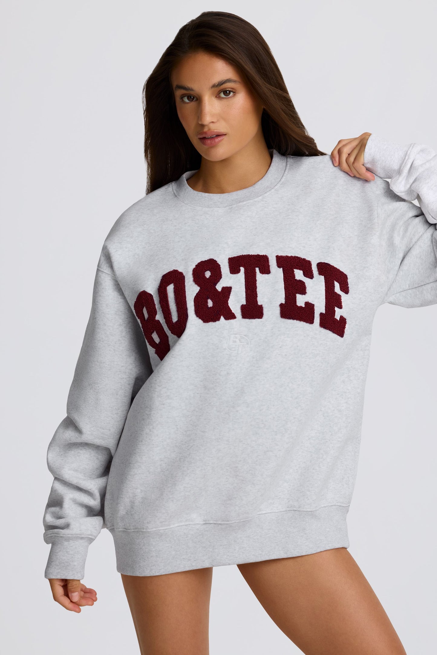 Oversized Crew Neck Sweatshirt in Heather Grey