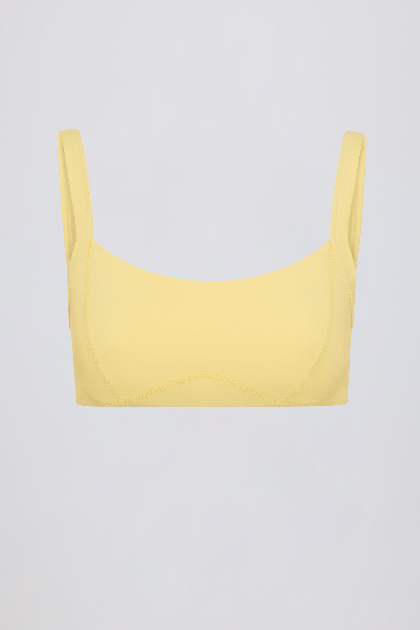 Soft Active Contrast-Trim Sports Bra in Lemon