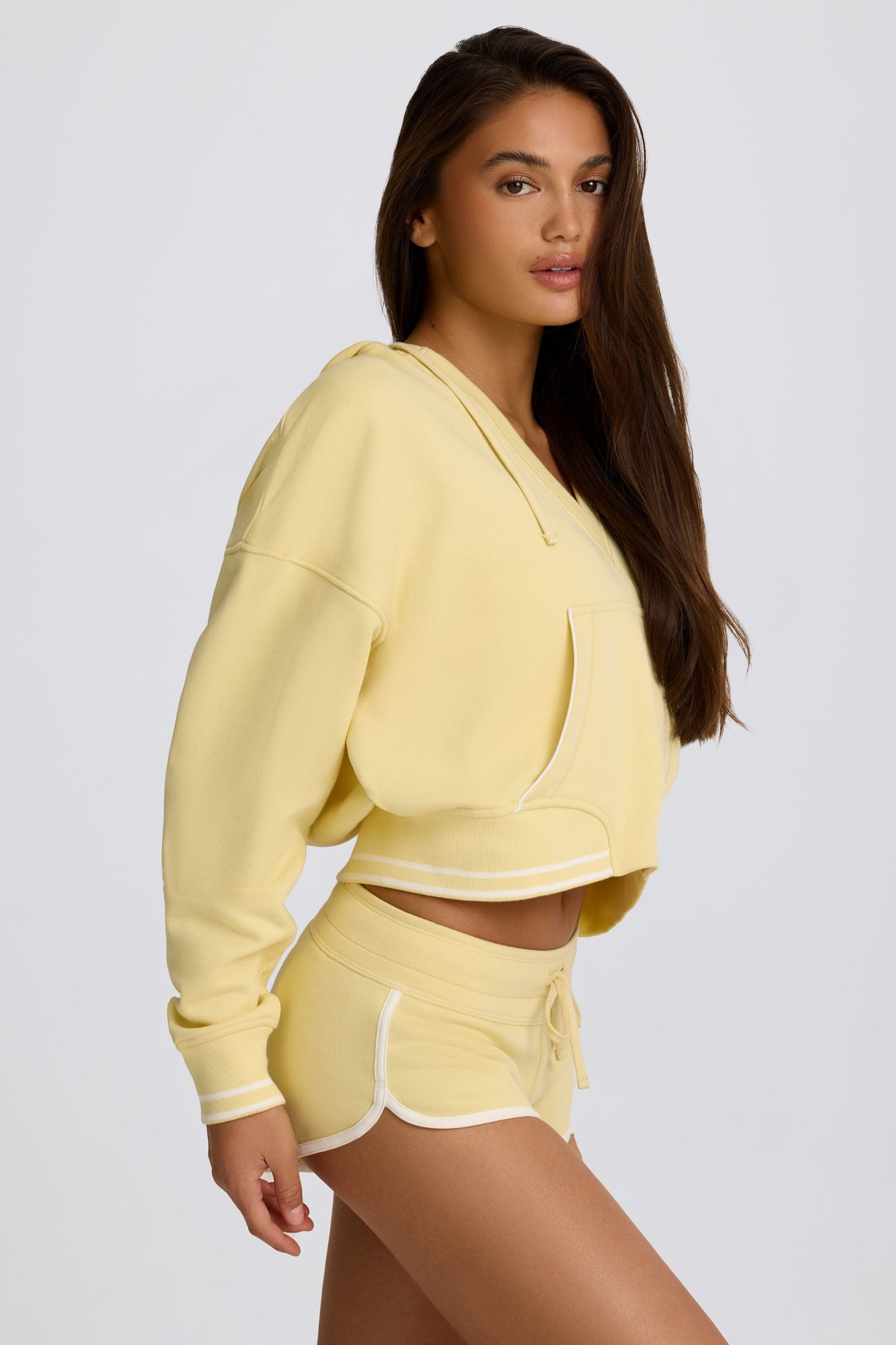 V-Neck Hoodie in Lemon