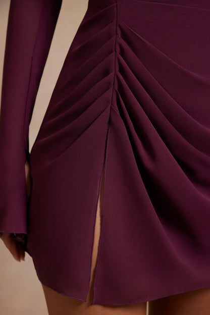 Off The Shoulder Corset Mini Dress in Plum