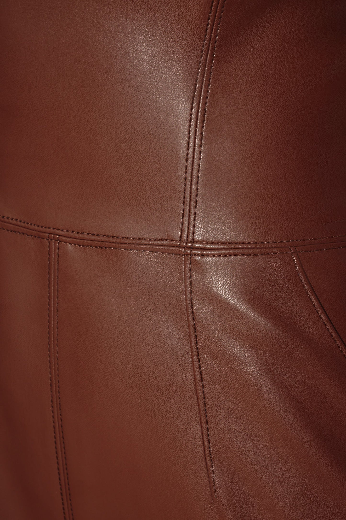 Strapless Wide Leg Vegan Leather Jumpsuit in Brown