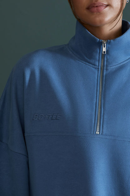 Oversized Half Zip Sweatshirt in Blue