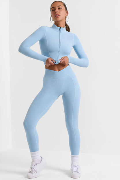 Full Length Leggings with Pockets in Ice Blue