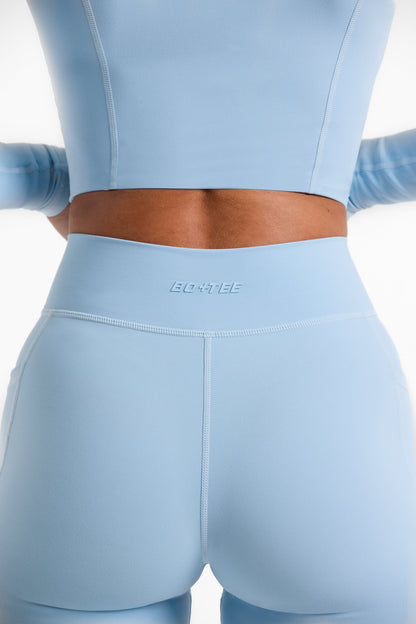 Full Length Leggings with Pockets in Ice Blue