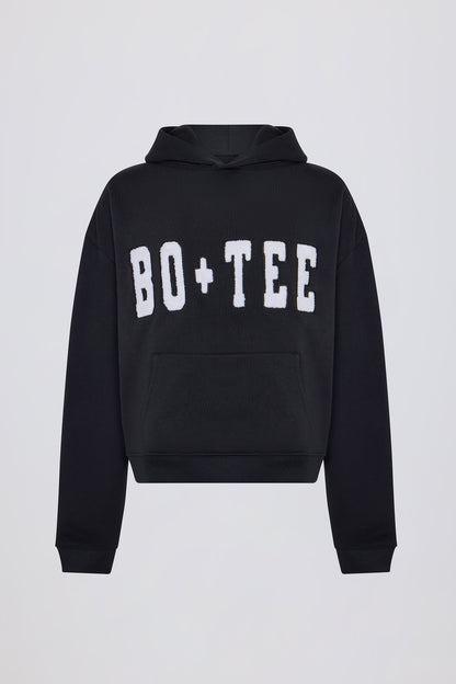 Appliqué Oversized Hoodie in Black