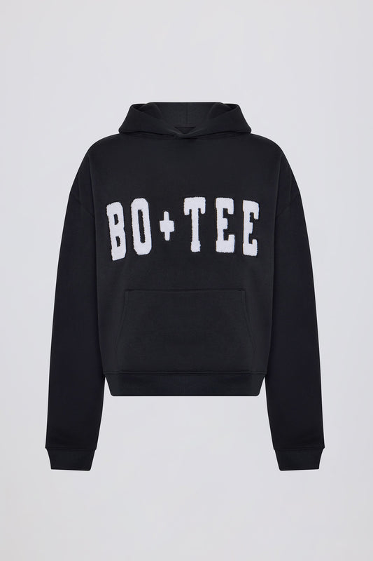 Appliqué Oversized Hoodie in Black