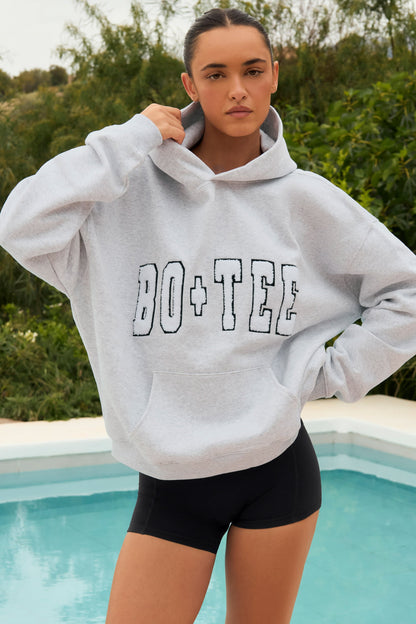 Appliqué Oversized Hoodie in Heather Grey
