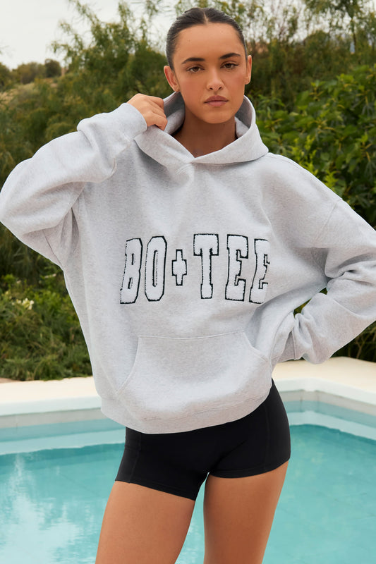 Appliqué Oversized Hoodie in Heather Grey