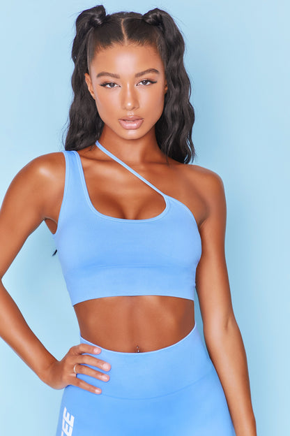 Evolve Seamless Asymmetric Crop Top in Dark Blue
