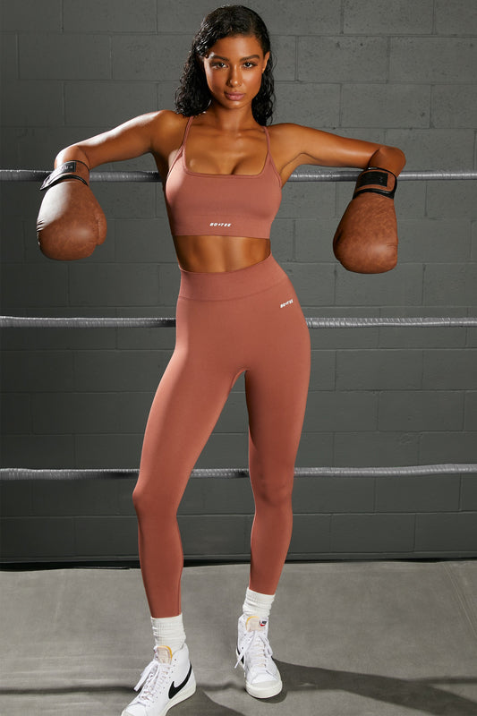 Surge Petite Curved Waist Seamless Leggings in Rust