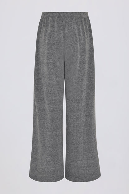 Button-Detail Low-Rise Wide-Leg Joggers in Dark Grey