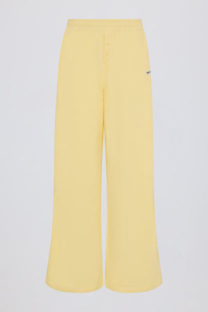 Button-Detail Low-Rise Wide-Leg Joggers in Lemon