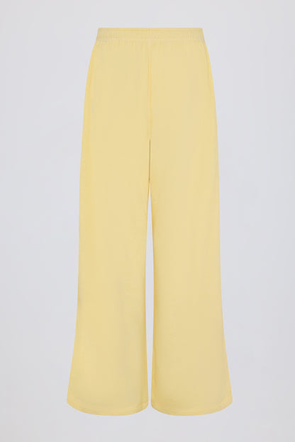 Button-Detail Low-Rise Wide-Leg Joggers in Lemon