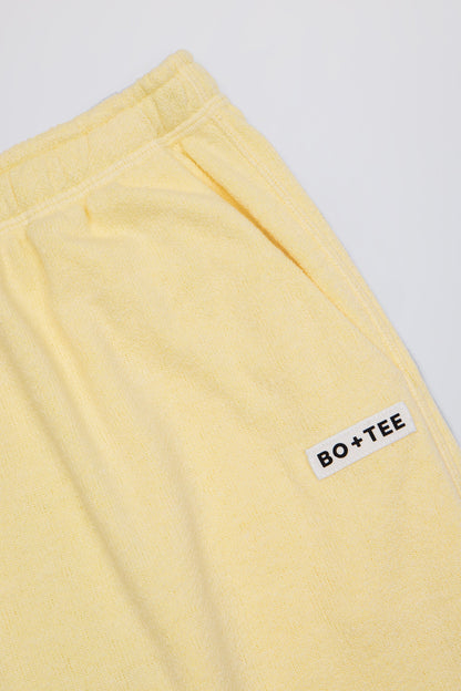 Button-Detail Low-Rise Wide-Leg Joggers in Lemon