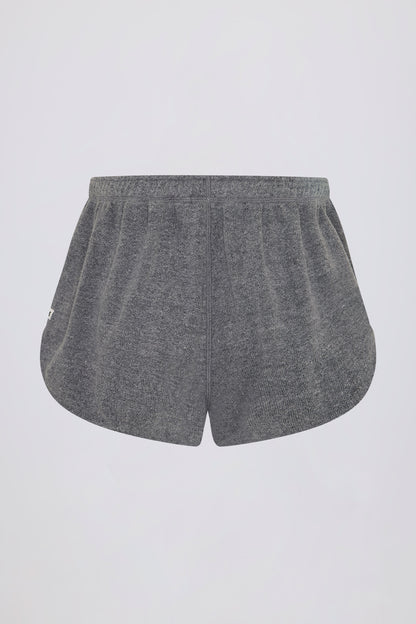 Button-Detail Mid-Rise Shorts in Dark Grey