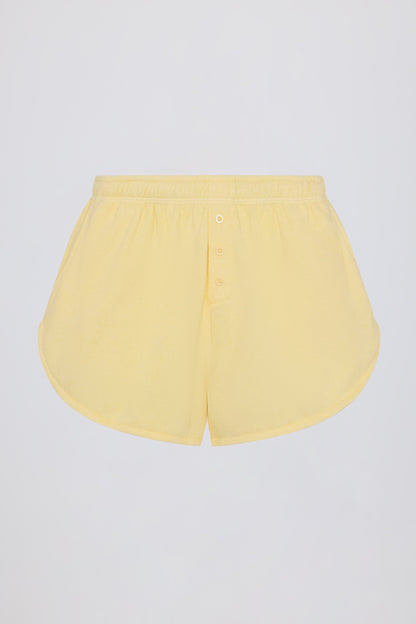 Button-Detail Mid-Rise Shorts in Lemon