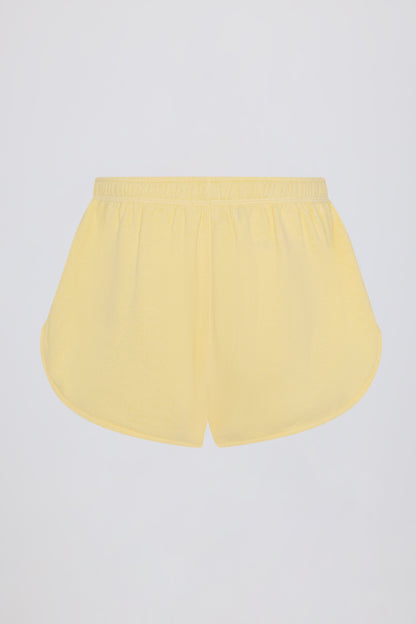 Button-Detail Mid-Rise Shorts in Lemon