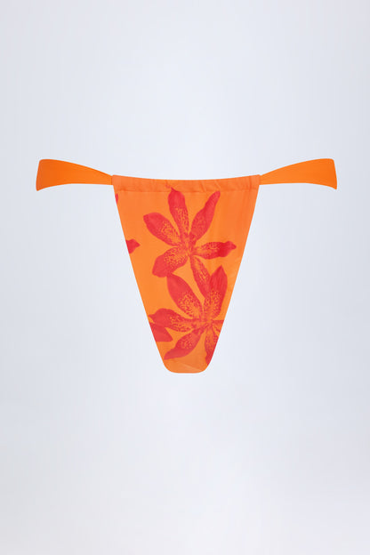 Cheeky Bikini Bottoms in Orange Orchid Print