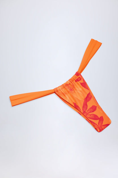 Cheeky Bikini Bottoms in Orange Orchid Print