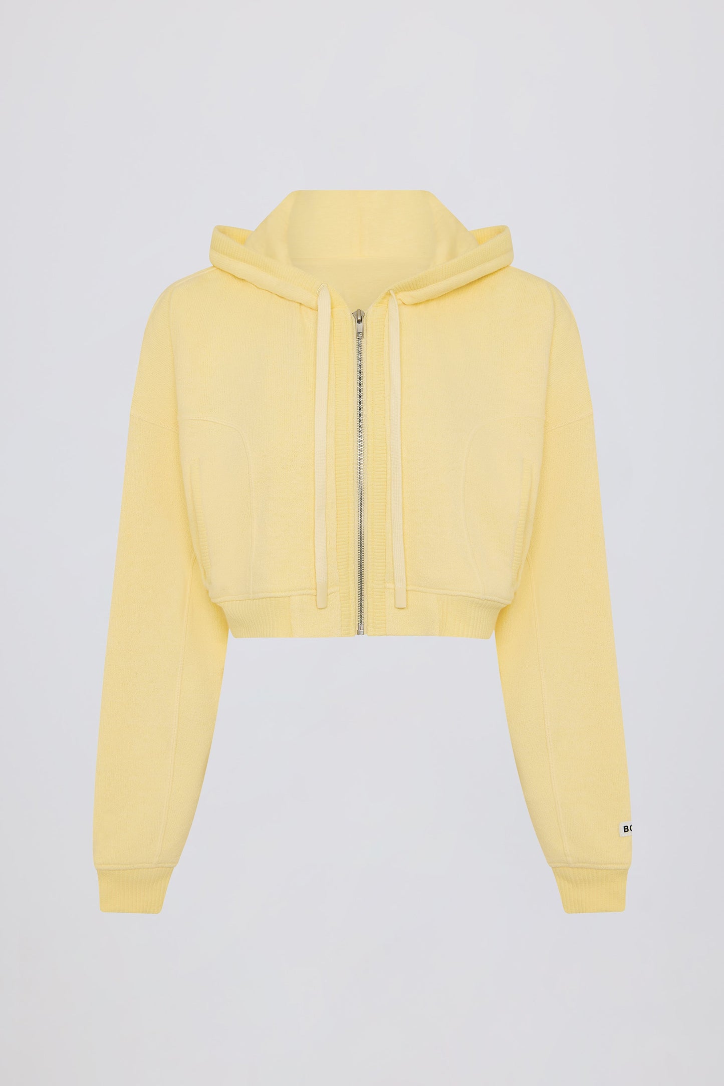 Cropped Zip-Up Hoodie in Lemon