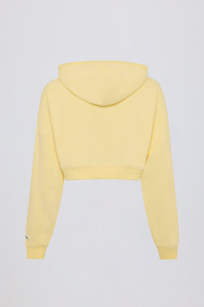 Cropped Zip-Up Hoodie in Lemon