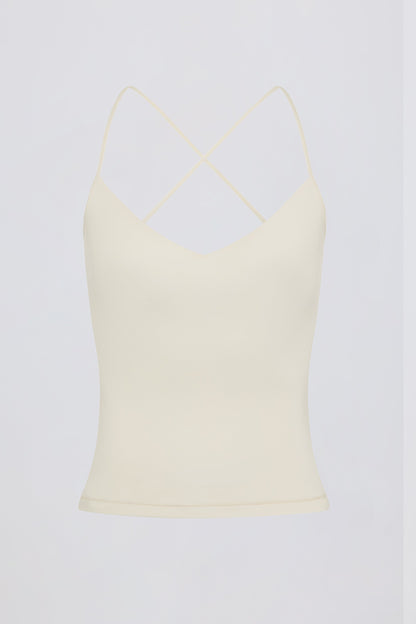 Cross-Back Tank Top in Cream