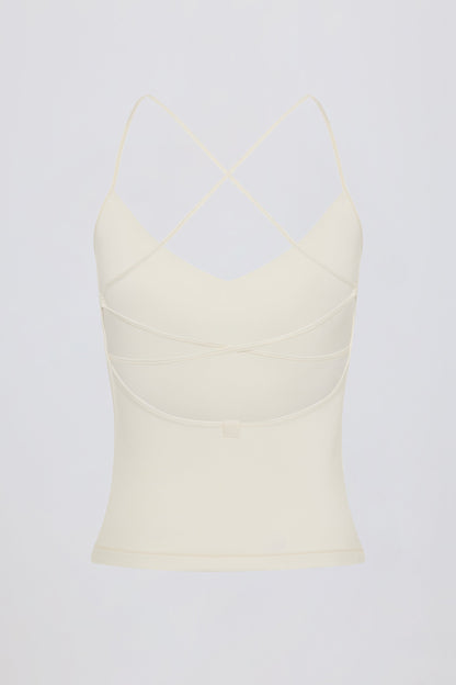 Cross-Back Tank Top in Cream