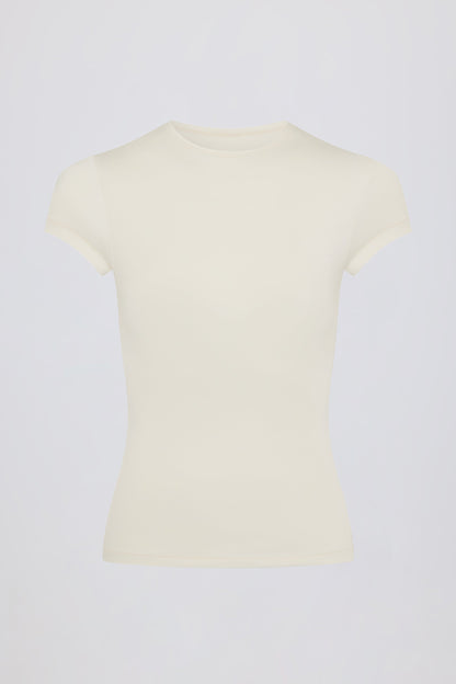 Cut-Out Longline T-Shirt in Cream