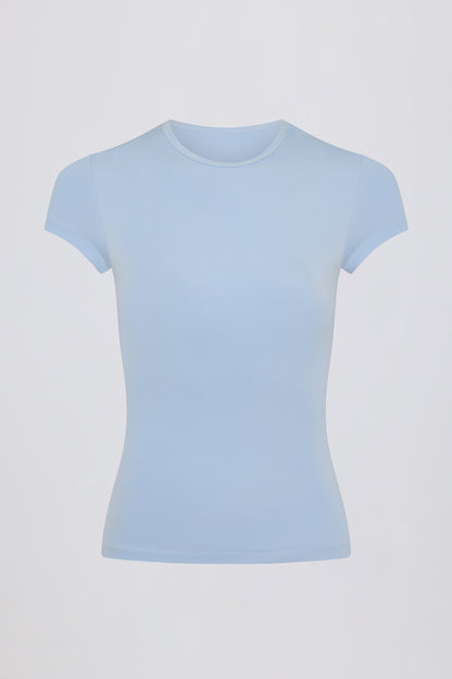 Cut-Out Longline T-Shirt in Sky