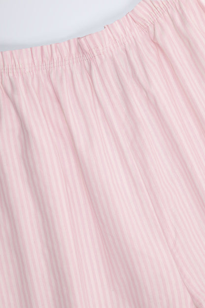 Wide-Leg Cotton-Poplin Trousers in Pink & White Stripe