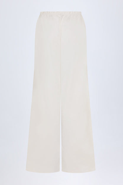 Wide-Leg Cotton-Poplin Trousers in White