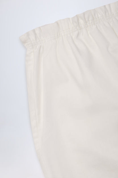 Wide-Leg Cotton-Poplin Trousers in White