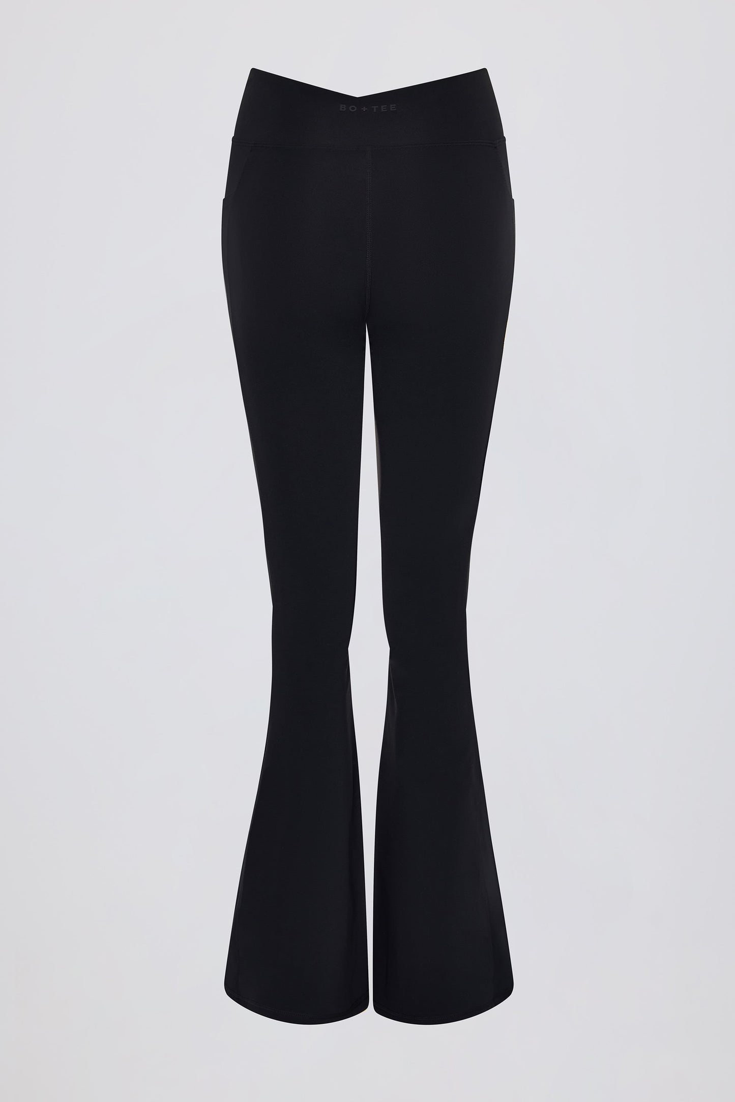 Soft Active Crossover Flared Leggings in Black