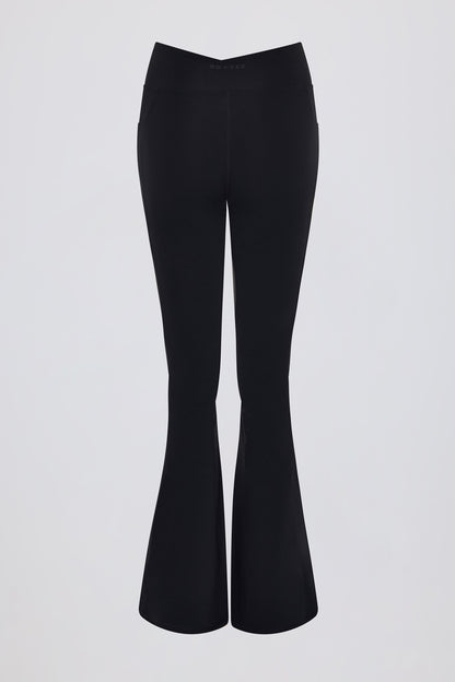Soft Active Crossover Flared Leggings in Black
