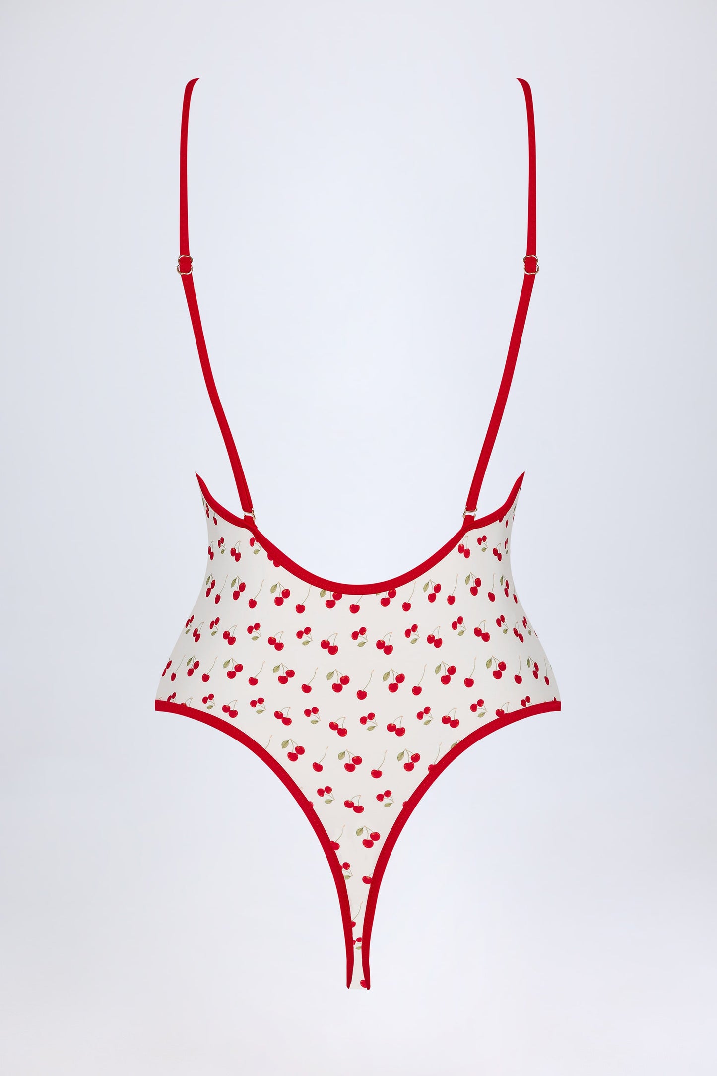 Charm-Detail Cross-Back Swimsuit in Cherry Print