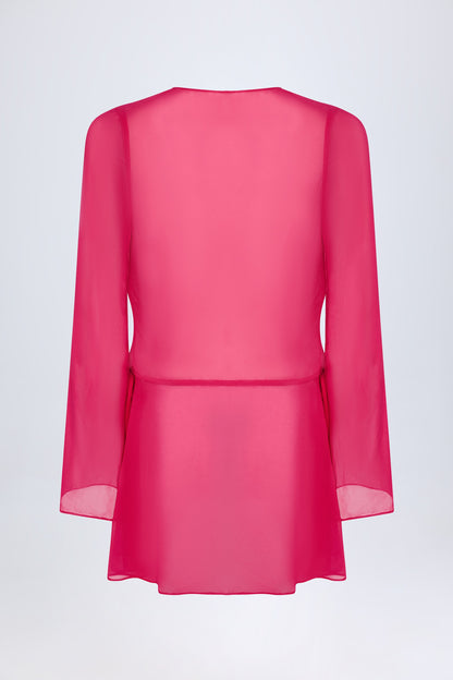 Cowl-Neck Mini Dress in Fuchsia