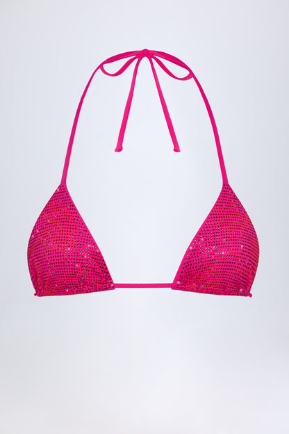 Triangle Bikini Top in Pink Tropical Hotfix
