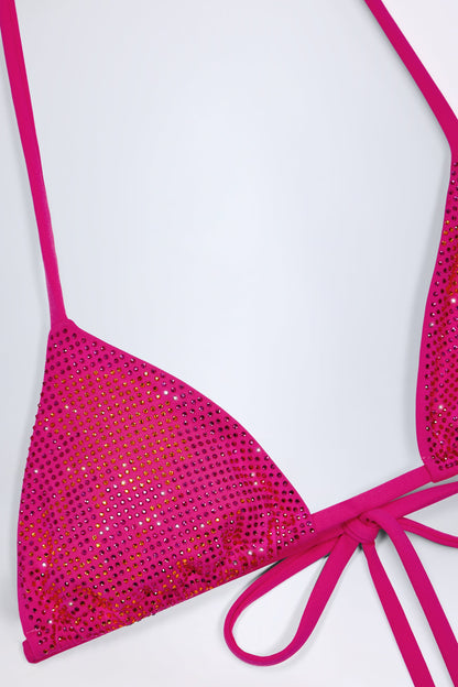 Triangle Bikini Top in Pink Tropical Hotfix