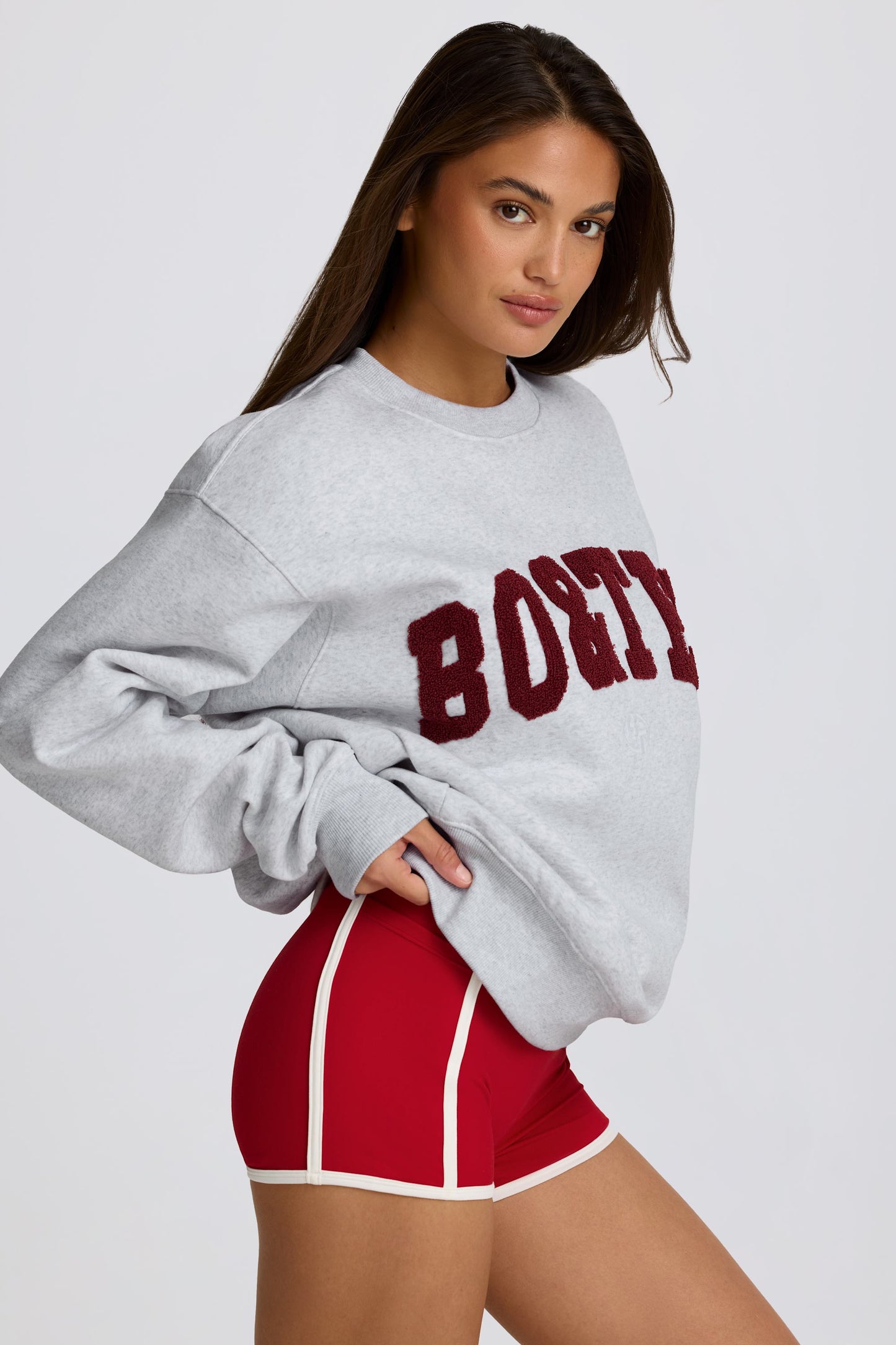 Oversized Crew Neck Sweatshirt in Heather Grey