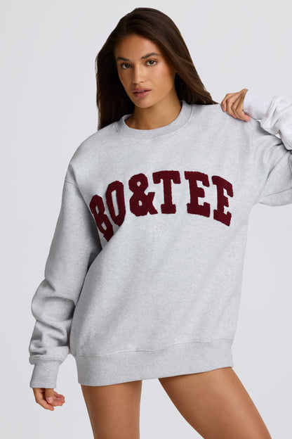 Oversized Crew Neck Sweatshirt in Heather Grey