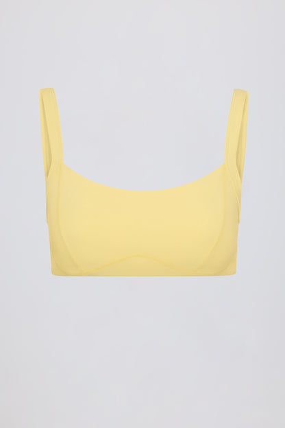 Soft Active Contrast-Trim Sports Bra in Lemon