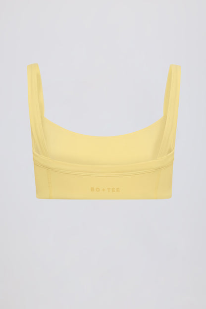 Soft Active Contrast-Trim Sports Bra in Lemon