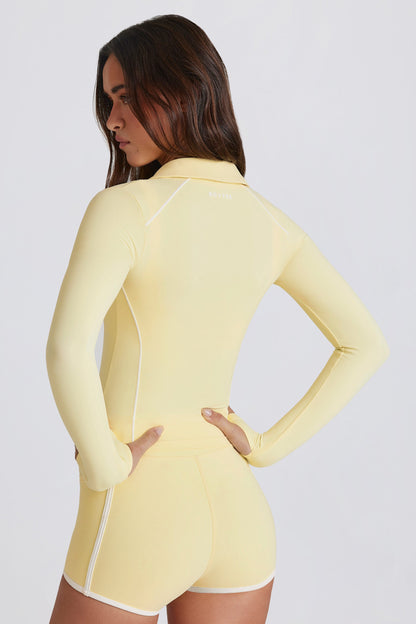 Soft Active Contrast Zip-Up Jacket in Lemon