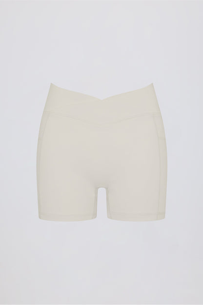 Soft Active Crossover Pocket Shorts in Cream